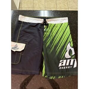 Amp Energy Men's Board Shorts Sz 34 Skater Surfer Swim Trunks Sz 34 Black Baggy